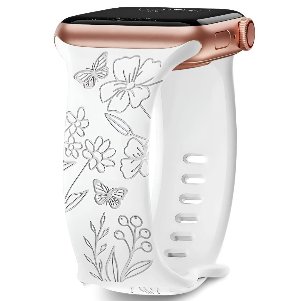 Levo Floral Engraved Silicone Band - Astra Straps